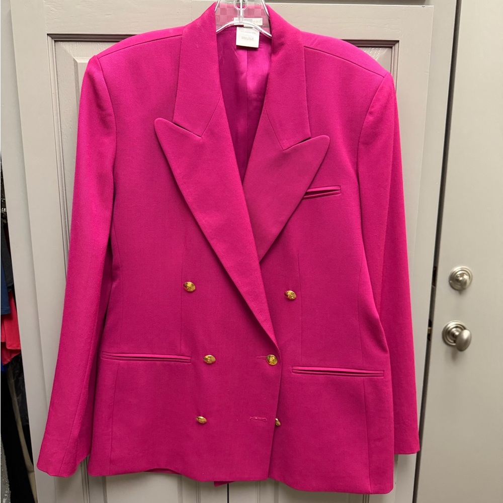 Austin Reed Vibrant Hot Pink Double Breasted Blazer with Gold Buttons